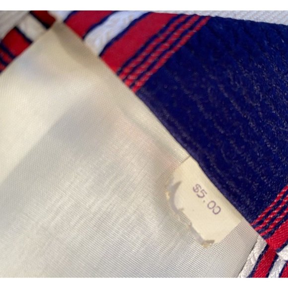 Vtg 60s 70s Mens Tie Wide Thick Polyester Necktie Disco Ugly Mod Red White Blue - Picture 6 of 11